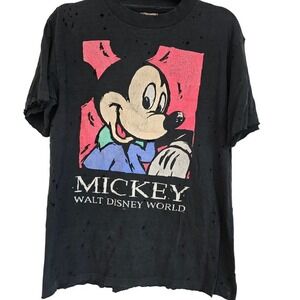 😀 Vintage Mickey Mouse Walt Disney World‎ Distressed Graphic T Shirt Size M